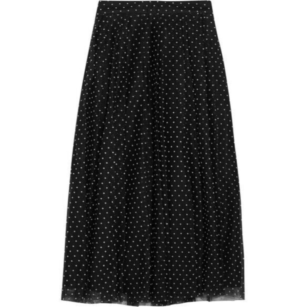 NWT J.Crew x Net-a-porter Fia in Black Ivory Polka Dot Flocked Tulle Skirt 2